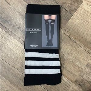 Black Thigh Highs with White Stripes